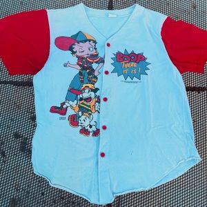 Vintage 90s Betty Boop graphic button down baseball tee